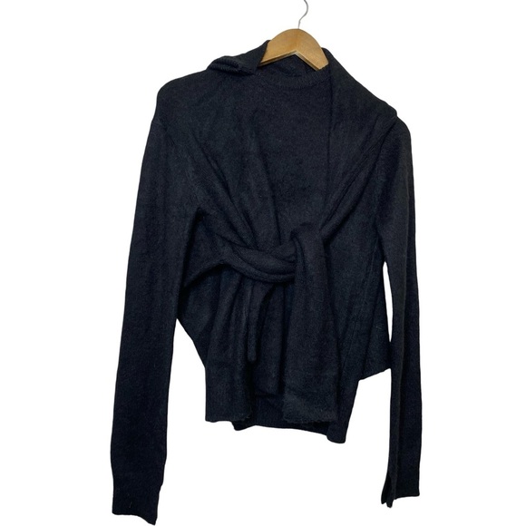 ROKH Double Tie Front Sweater in black size small - Picture 4 of 13
